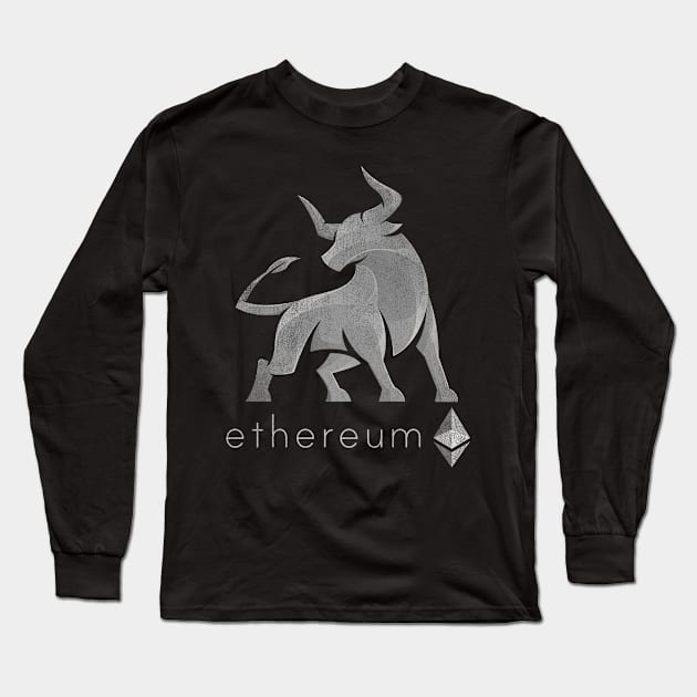 Vintage Bull Market Ethereum Coin Crypto Token Cryptocurrency Wallet Ethereum HODL Birthday Gift For Men Women Long Sleeve T-Shirt by Thingking About